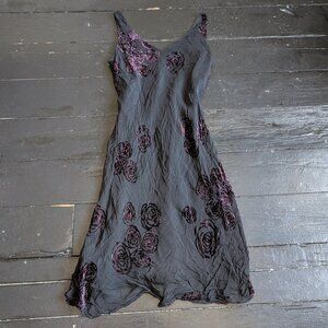 vintage 1990s jones new york silk burnout velvet floral mini dress (10P / XS)